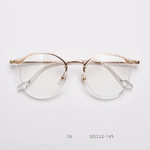 55697 Retro Round Plastic Titanium Men Glasses Frame  Women Transparent Computer Prescription Eyewear