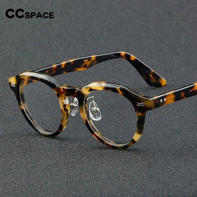 55765 Vintage Leopard Acetate Glasses Frame Women Round Myopia Optical Prescription Eyeglasses Frame Men   Brand Eyewear
