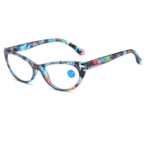 55874 Small Frame Floral Reading Glasses Cat Eye Retro Presbyopic Eyeglasses Blocking Blue Light Hyperopia Eyewear +1.0..+4.0