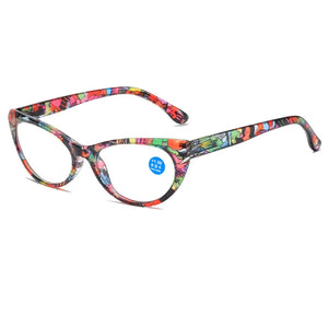 55874 Small Frame Floral Reading Glasses Cat Eye Retro Presbyopic Eyeglasses Blocking Blue Light Hyperopia Eyewear +1.0..+4.0