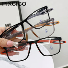 Load image into Gallery viewer, 55902 Finished Myopia Glasses Rectangle Retro Sport Presbyopic Eyeglasses Silicone Blocking Blue Light Eyewear -100 -150 -200