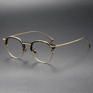 55928 Vintage Handmade Pure Titanium Glasses Frame Retro Oval Round Men Eyeglasses Myopia Reading Eyewear Frames Oculos