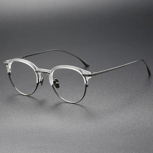 55928 Vintage Handmade Pure Titanium Glasses Frame Retro Oval Round Men Eyeglasses Myopia Reading Eyewear Frames Oculos