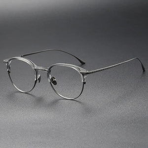 55928 Vintage Handmade Pure Titanium Glasses Frame Retro Oval Round Men Eyeglasses Myopia Reading Eyewear Frames Oculos