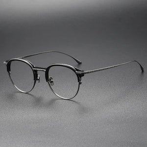 55928 Vintage Handmade Pure Titanium Glasses Frame Retro Oval Round Men Eyeglasses Myopia Reading Eyewear Frames Oculos