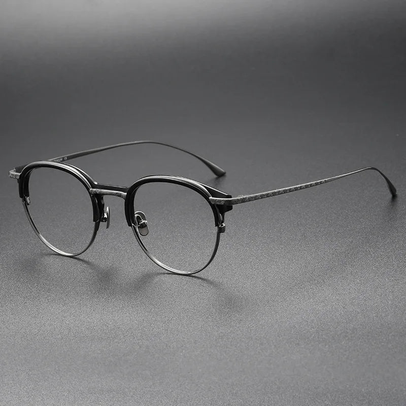 55928 Vintage Handmade Pure Titanium Glasses Frame Retro Oval Round Men Eyeglasses Myopia Reading Eyewear Frames Oculos