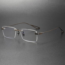 Load image into Gallery viewer, 56511 Rimless Pure Titanium Glasses Square Men Ultra Light Flat Mirror Women High-Grade Office Computer Glasses