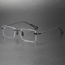 Load image into Gallery viewer, 56511 Rimless Pure Titanium Glasses Square Men Ultra Light Flat Mirror Women High-Grade Office Computer Glasses
