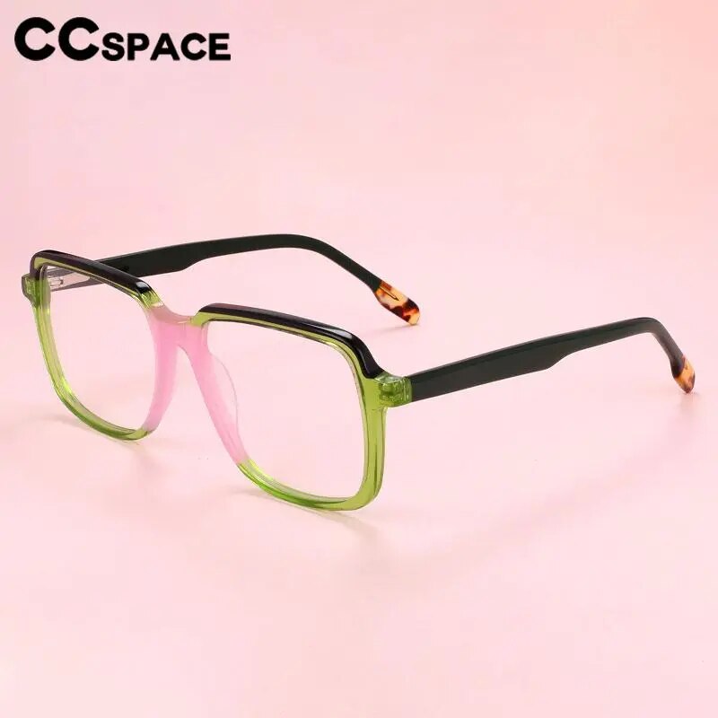 Women Acetate Optical Spectacle Frame Two Color Splicing Men Spring Hi ...