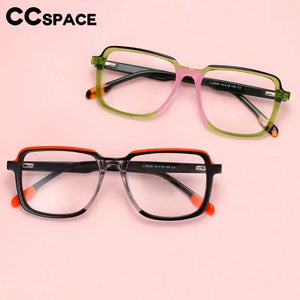 Women Acetate Optical Spectacle Frame Two Color Splicing Men Spring Hinge Glasses Frame