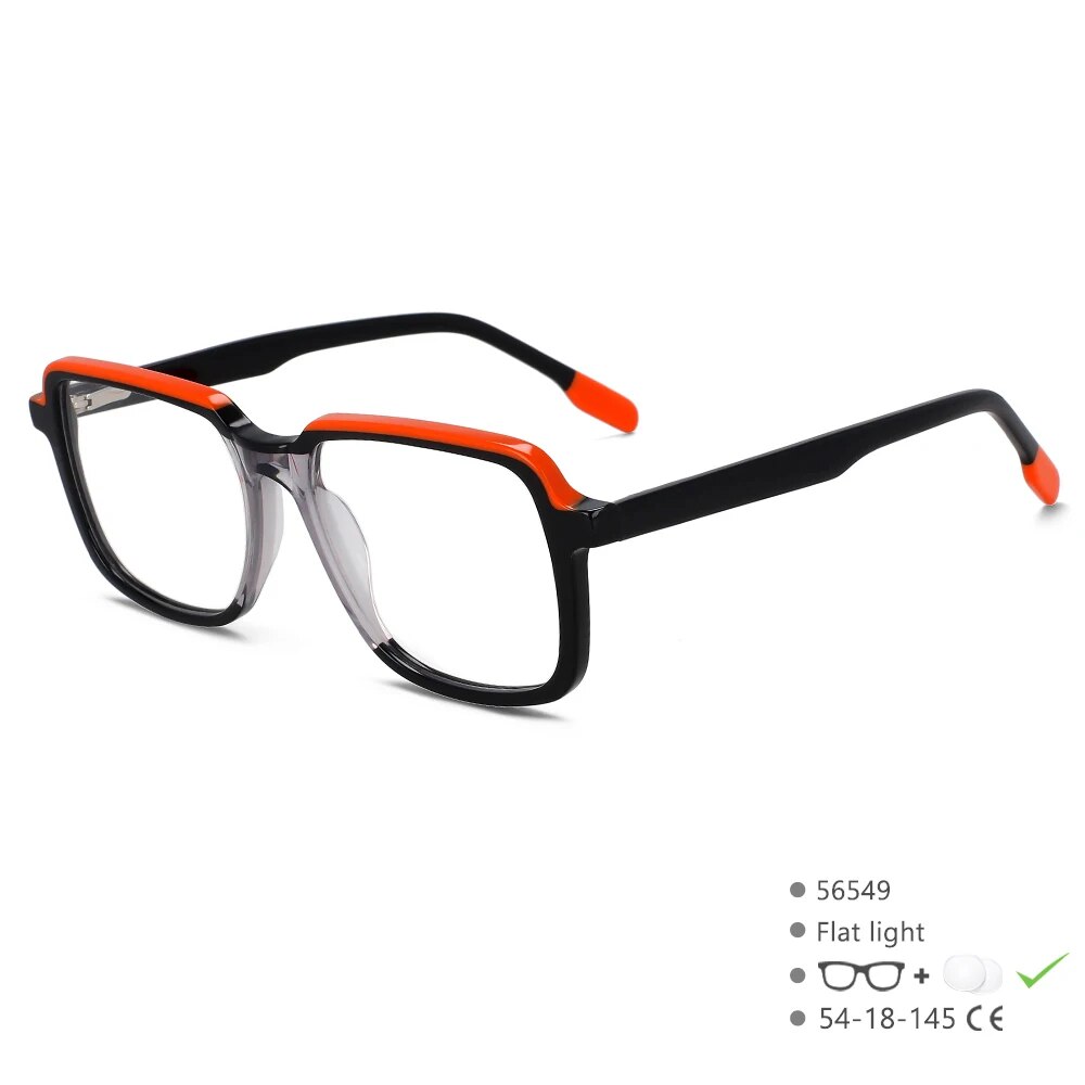 Women Acetate Optical Spectacle Frame Two Color Splicing Men Spring Hinge Glasses Frame