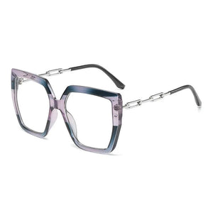 Chain Hollow Out Leg Optical Spectacle Frame Two Color Splicing Glasses Frame Anti Blue Computer Glasses