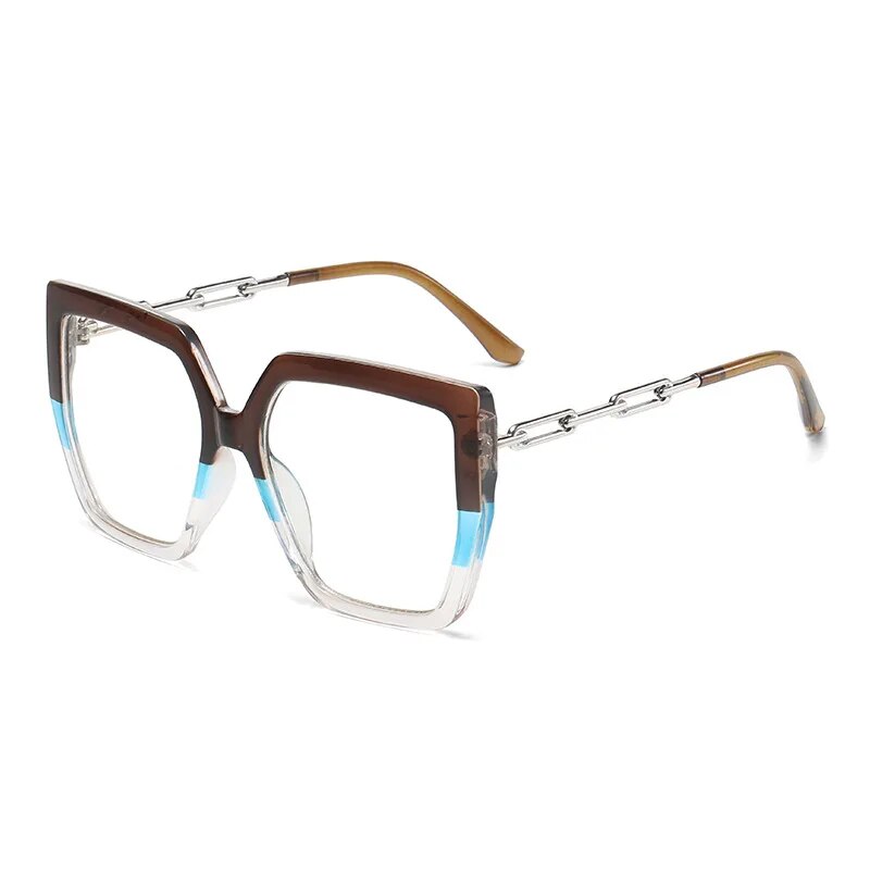 Chain Hollow Out Leg Optical Spectacle Frame Two Color Splicing Glasses Frame Anti Blue Computer Glasses