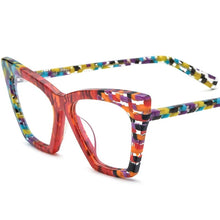 Load image into Gallery viewer, 56918 Flower Acetate Glasses Frame Ladies Popular Rainbow Cat Eye Clear Eyeglass Men   Spring Hinge Anti Blue Glasses