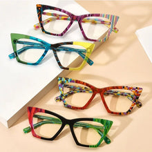 Load image into Gallery viewer, 56918 Flower Acetate Glasses Frame Ladies Popular Rainbow Cat Eye Clear Eyeglass Men   Spring Hinge Anti Blue Glasses