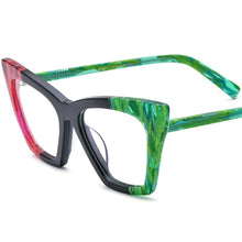 Load image into Gallery viewer, 56918 Flower Acetate Glasses Frame Ladies Popular Rainbow Cat Eye Clear Eyeglass Men   Spring Hinge Anti Blue Glasses