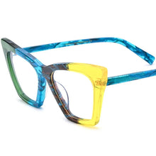 Load image into Gallery viewer, 56918 Flower Acetate Glasses Frame Ladies Popular Rainbow Cat Eye Clear Eyeglass Men   Spring Hinge Anti Blue Glasses