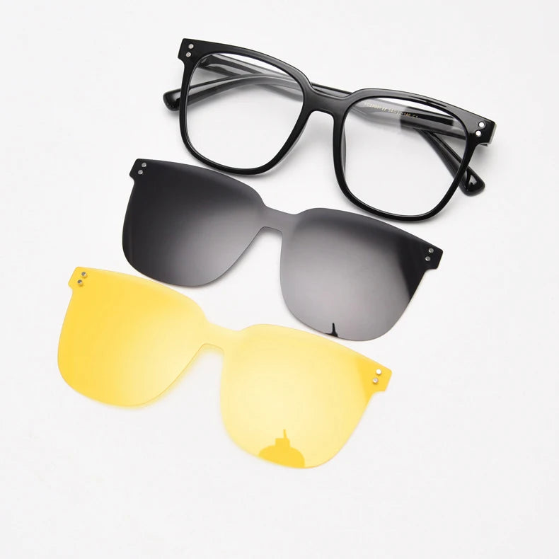 56967 Men Polarized Night Vision Magnetic Clip Suit Spectacles Frame Glasses Frame Women Large Size Tr90 Optical Spectacle Frame