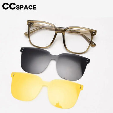 56967 Men Polarized Night Vision Magnetic Clip Suit Spectacles Frame Glasses Frame Women Large Size Tr90 Optical Spectacle Frame