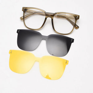 56967 Men Polarized Night Vision Magnetic Clip Suit Spectacles Frame Glasses Frame Women Large Size Tr90 Optical Spectacle Frame