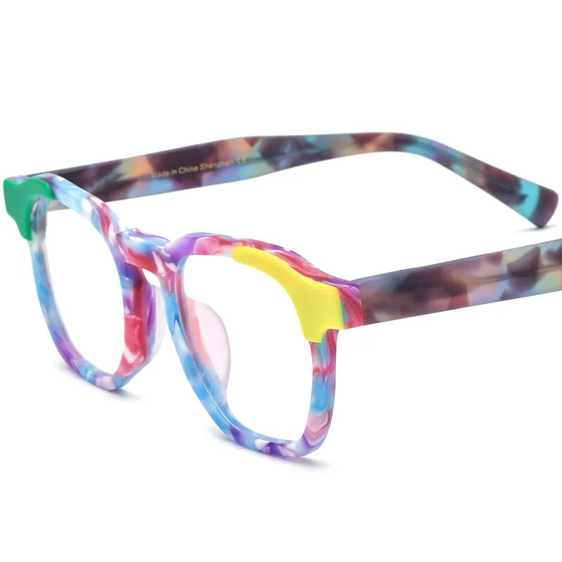 56973 Men  Acetate Optical Spectacle Frame Women  Colorful Splicing Eyewear Frame Anti Blue Light Computer Glasses