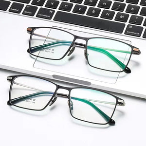 56mm Men Full Rim Aluminium Magnesium Eyeglasses Frame Classic Rectangular Glasses Frame For Prescription Lenses 9001