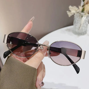 57560 Brand Designer Metal Sun Eyeglass Lady Oval Outdoors UV Protection Sunglasses Men Popular Retro Shades Uv400
