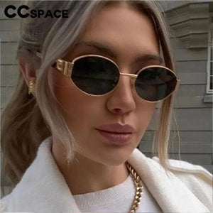 57560 Brand Designer Metal Sun Eyeglass Lady Oval Outdoors UV Protection Sunglasses Men Popular Retro Shades Uv400