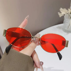 57560 Brand Designer Metal Sun Eyeglass Lady Oval Outdoors UV Protection Sunglasses Men Popular Retro Shades Uv400