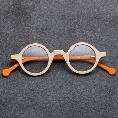 Wood Grain Plate Glasses Retro Round Frame Brand Design Glasses Frame For Men Optic Prescription Eyeglasses