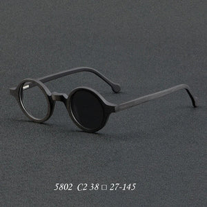 Wood Grain Plate Glasses Retro Round Frame Brand Design Glasses Frame For Men Optic Prescription Eyeglasses