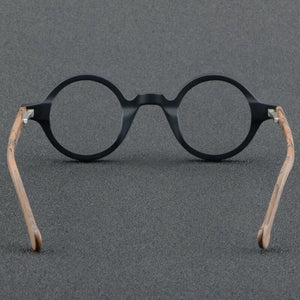 Wood Grain Plate Glasses Retro Round Frame Brand Design Glasses Frame For Men Optic Prescription Eyeglasses