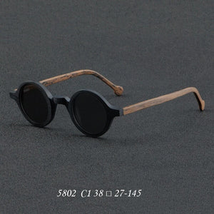 Wood Grain Plate Glasses Retro Round Frame Brand Design Glasses Frame For Men Optic Prescription Eyeglasses