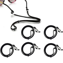 Carica l&#39;immagine nel visualizzatore di Gallery, 5PCS Black Neck Buckle Lanyard Holder PU Glasses Masks Chain Neck Strap Adult