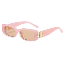 Carica l'immagine nel visualizzatore di Gallery, Double B Rectangle Sunglasses For Women Men Designer Letter Decoration Black Square Sun Glasses Female 80s Fashionable Shade