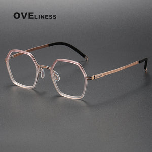 Acetate Titanium Glasses Frame men Women New Retro Polygon Prescription Eyeglasses frames Men Optical Spectacles Eyewear