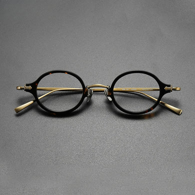 Vintage Acetate Titanium Eyeglasses Frame Men Ultra Light Round Small Glasses Frame Women Designer Luxury Brand Eyewear
