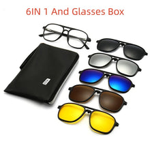 Load image into Gallery viewer, 6 In 1 Magnetic Suction Set Mirror Polarized Sun Glasses Male Female Sport Driving Night Vision Goggles Sunglasses Clip Piece