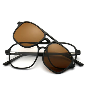 6 In 1 Magnetic Suction Set Mirror Polarized Sun Glasses Male Female Sport Driving Night Vision Goggles Sunglasses Clip Piece