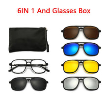 Load image into Gallery viewer, 6 In 1 Magnetic Suction Set Mirror Polarized Sun Glasses Male Female Sport Driving Night Vision Goggles Sunglasses Clip Piece
