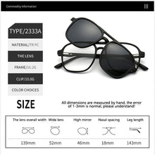 Load image into Gallery viewer, 6 In 1 Magnetic Suction Set Mirror Polarized Sun Glasses Male Female Sport Driving Night Vision Goggles Sunglasses Clip Piece