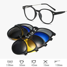 Load image into Gallery viewer, 6 In 1 TR90 Polarized Optical Magnetic Sunglasses Clip on Magnet Myopia Prescription Custom Glasses Frame Men Women Eyeglasses