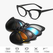 Load image into Gallery viewer, 6 In 1 TR90 Polarized Optical Magnetic Sunglasses Clip on Magnet Myopia Prescription Custom Glasses Frame Men Women Eyeglasses