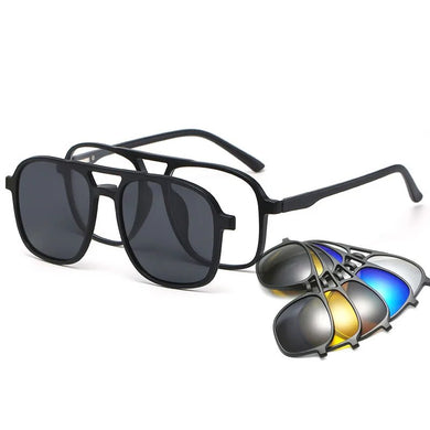 6 In 1 TR90 Polarized Optical Magnetic Sunglasses Clip on Magnet Myopia Prescription Custom Glasses Frame Men Women Eyeglasses