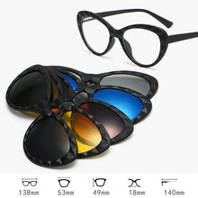 Load image into Gallery viewer, 6 In 1 TR90 Polarized Optical Magnetic Sunglasses Clip on Magnet Myopia Prescription Custom Glasses Frame Men Women Eyeglasses