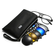 Load image into Gallery viewer, 6 In 1 TR90 Polarized Optical Magnetic Sunglasses Clip on Magnet Myopia Prescription Custom Glasses Frame Men Women Eyeglasses