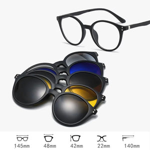 6 In 1 TR90 Polarized Optical Magnetic Sunglasses Clip on Magnet Myopia Prescription Custom Glasses Frame Men Women Eyeglasses
