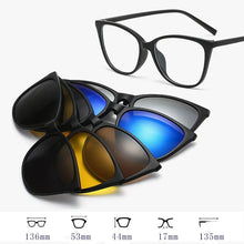 Load image into Gallery viewer, 6 In 1 TR90 Polarized Optical Magnetic Sunglasses Clip on Magnet Myopia Prescription Custom Glasses Frame Men Women Eyeglasses