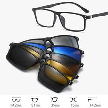 Load image into Gallery viewer, 6 In 1 TR90 Polarized Optical Magnetic Sunglasses Clip on Magnet Myopia Prescription Custom Glasses Frame Men Women Eyeglasses