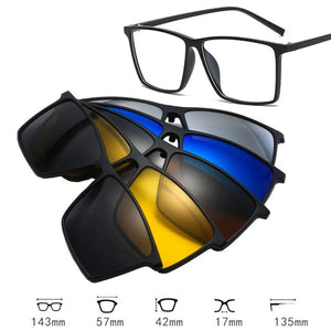 6 In 1 TR90 Polarized Optical Magnetic Sunglasses Clip on Magnet Myopia Prescription Custom Glasses Frame Men Women Eyeglasses